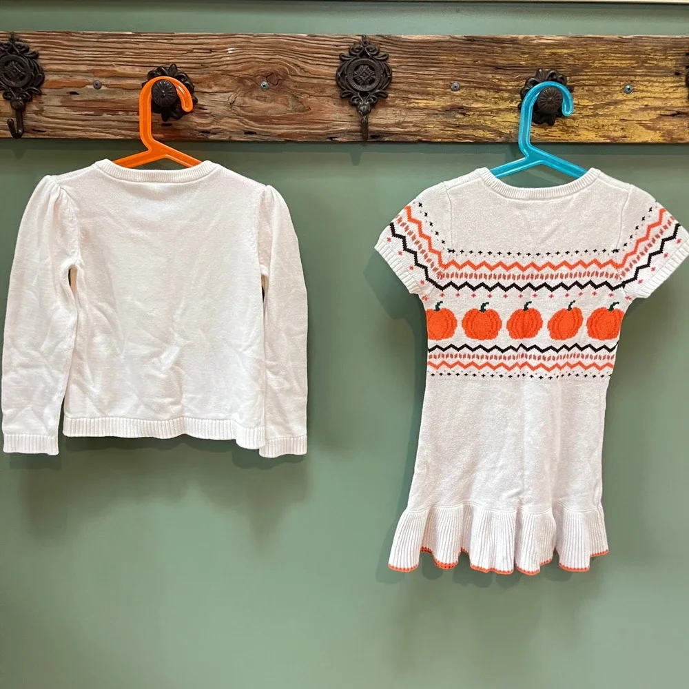 Kids Girls Gymboree‎ Pumpkin Sweater Dress & Cardigan Set Size 6 Fall